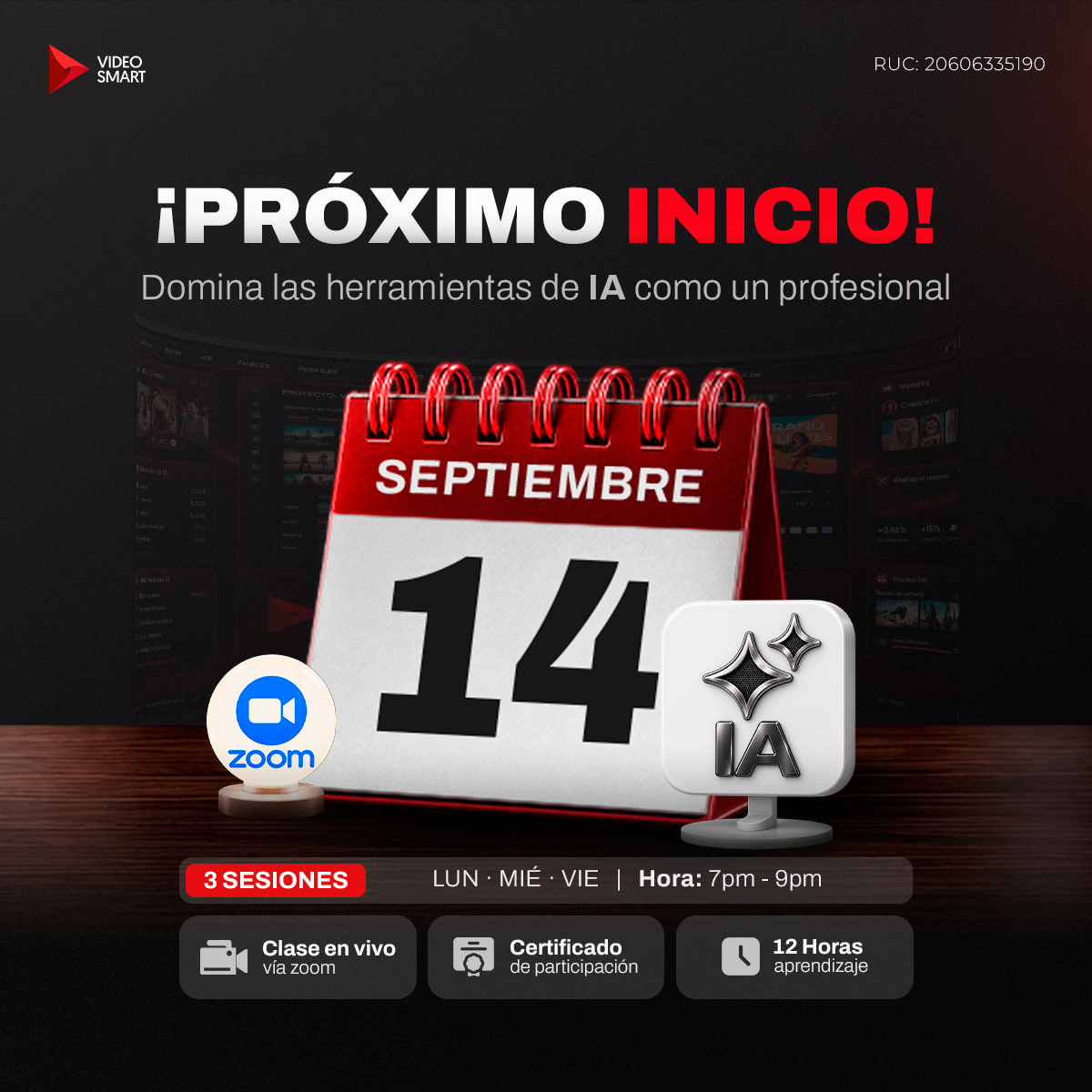 Próximo inicio del taller de inteligencia artificial: 14 de septiembre