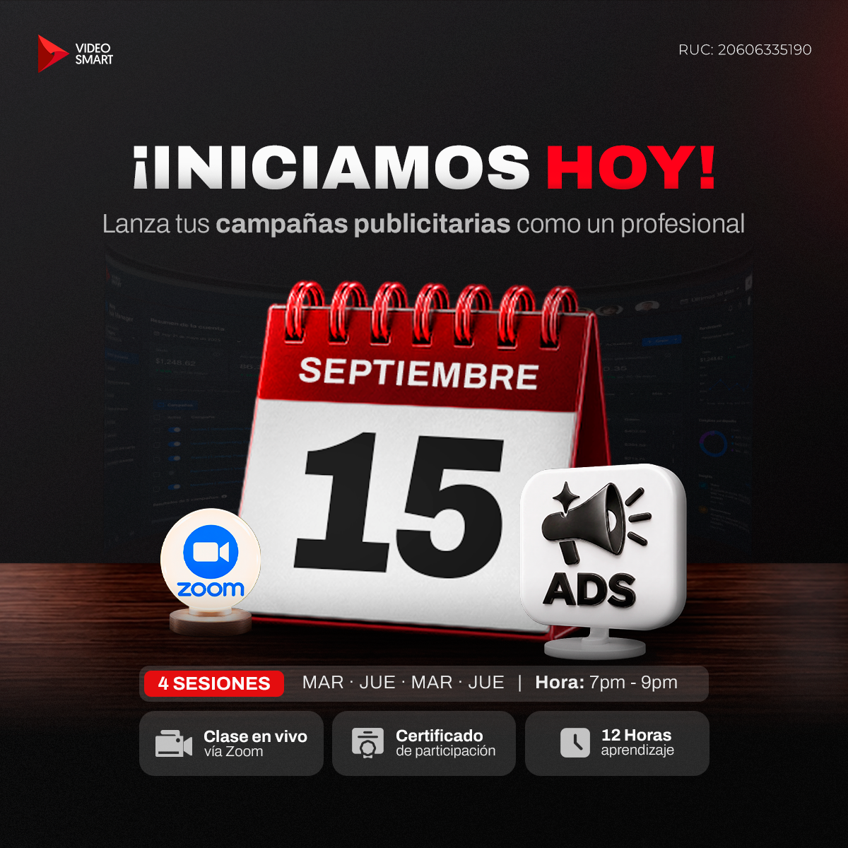 Inicio del taller de campañas publicitarias: 15 de septiembre
